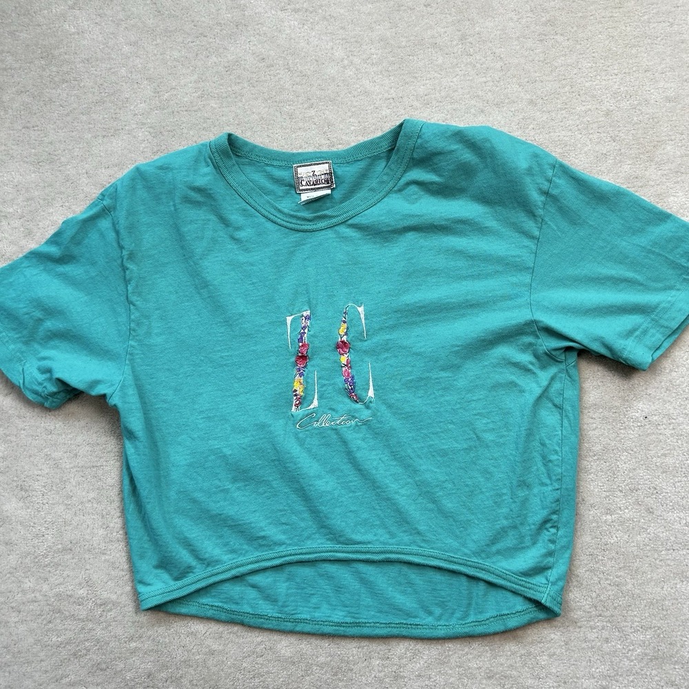 vintage 80s Z. Cavaricci T-Shirt Med Spell Out Logo USA Made Grunge Cropped